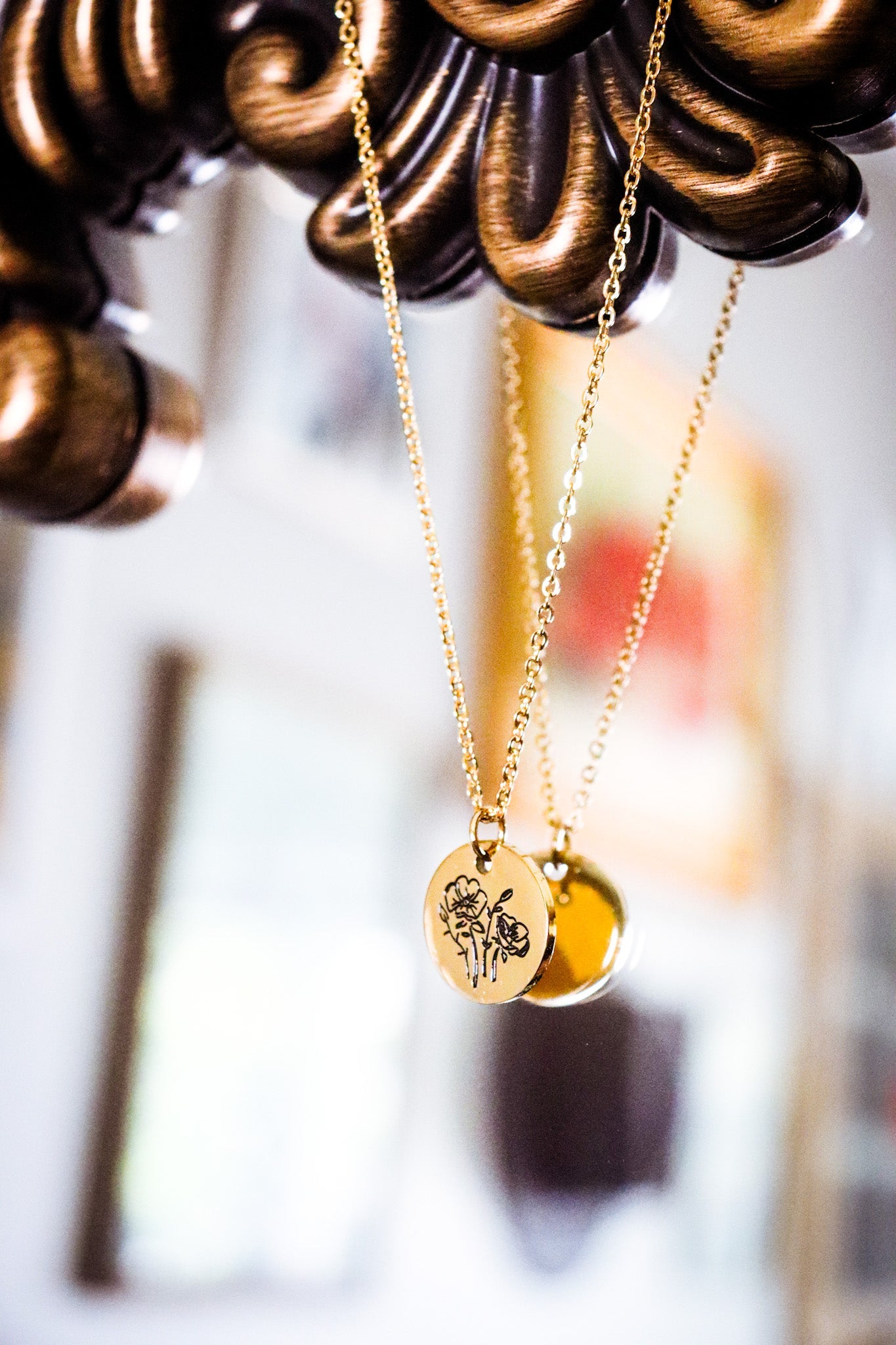 birth flower necklace - August- Poppy - necklace