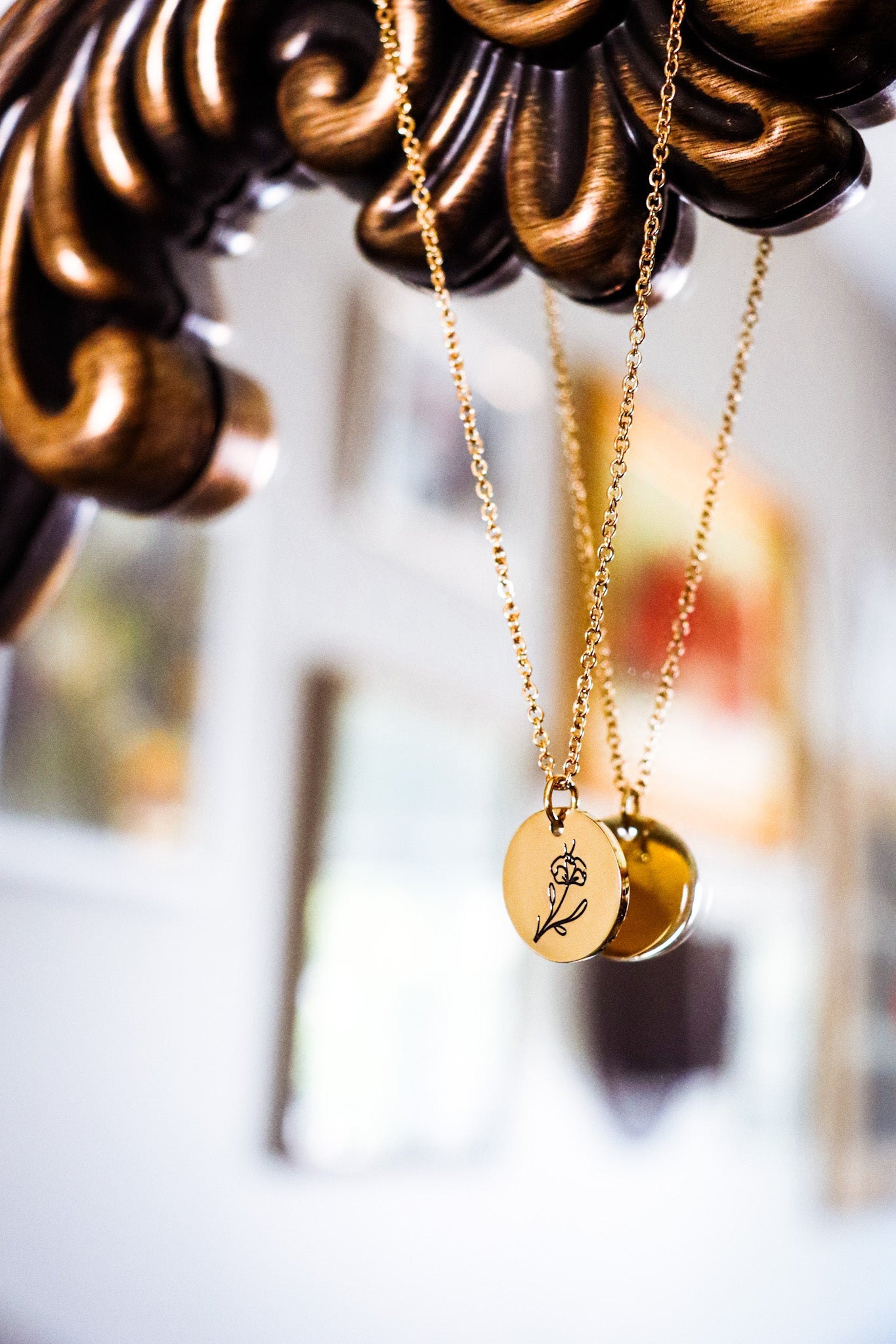 birth flower necklace - February- Violet - necklace