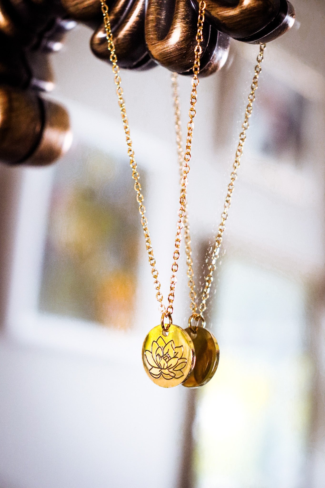 birth flower necklace - July- Lotus - necklace