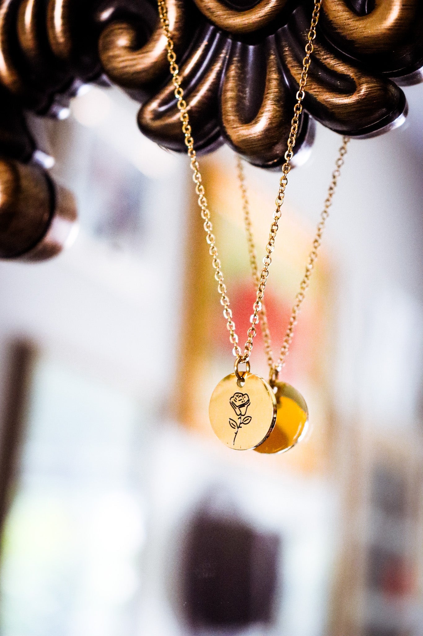 birth flower necklace - June- Rose - necklace