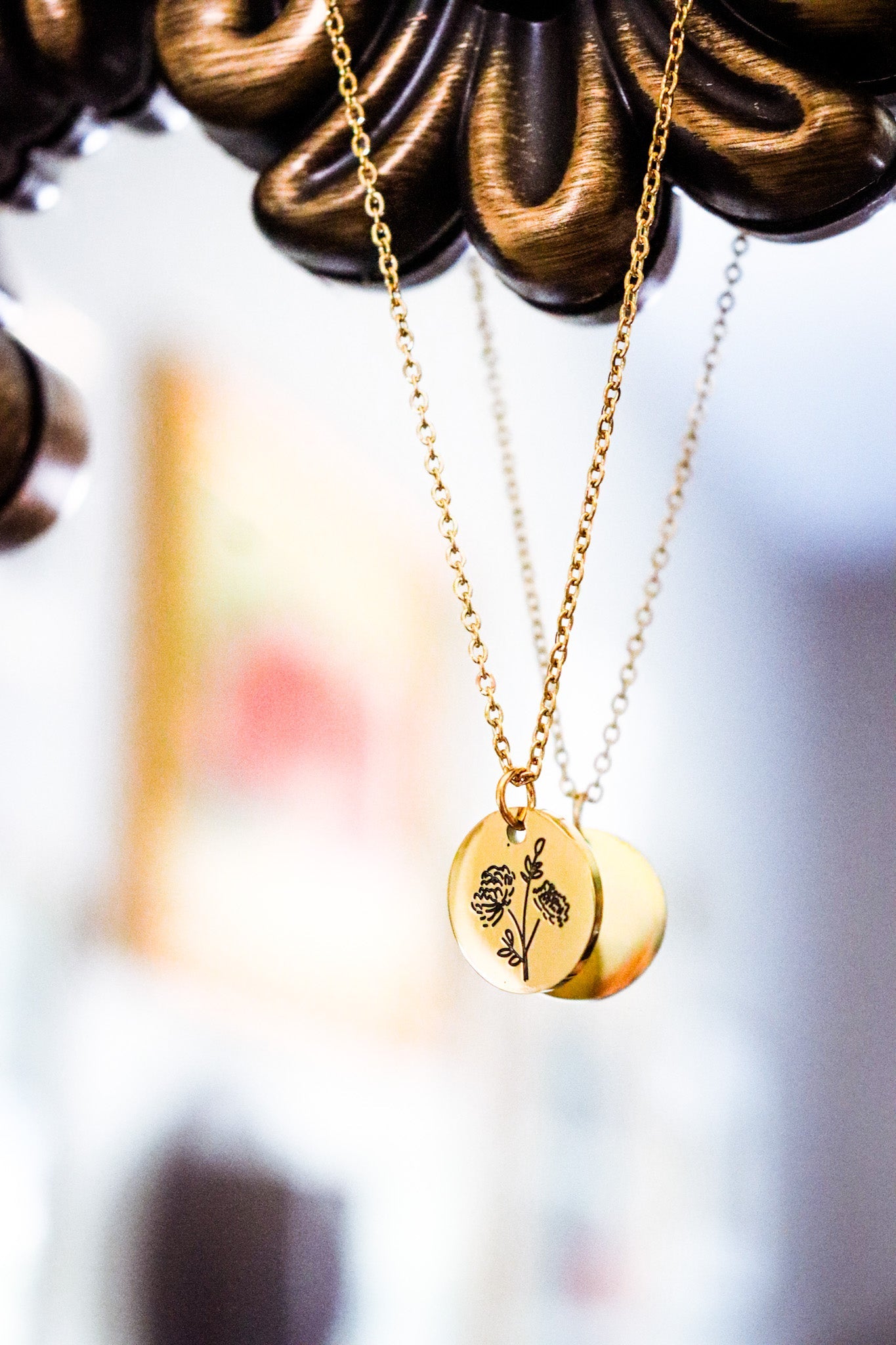 birth flower necklace - November- Mums - necklace