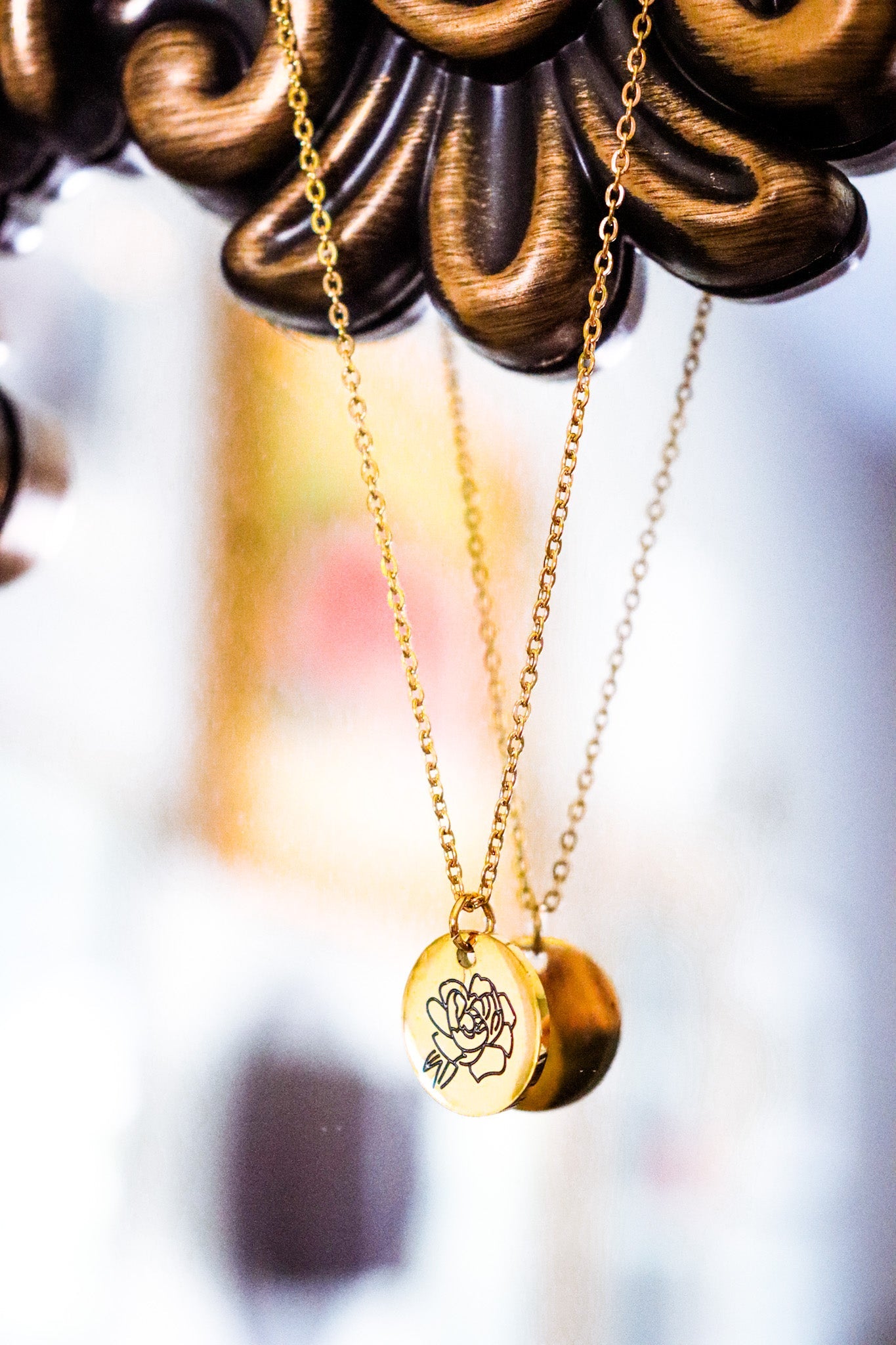 birth flower necklace - September- Peony - necklace