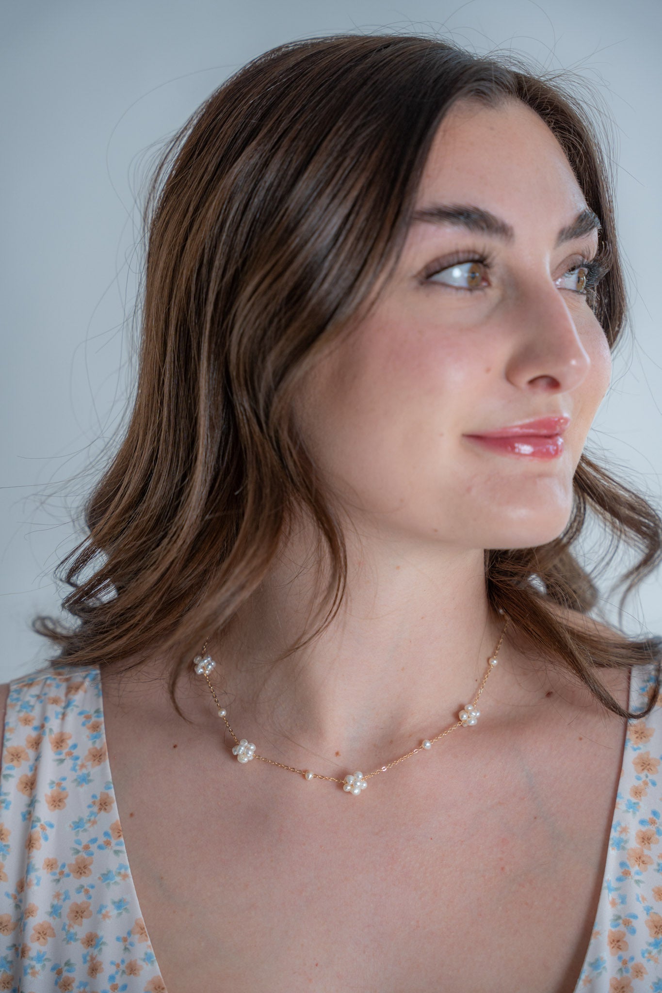 Blossom Cluster Pearl Choker- Silver/Gold - Necklace