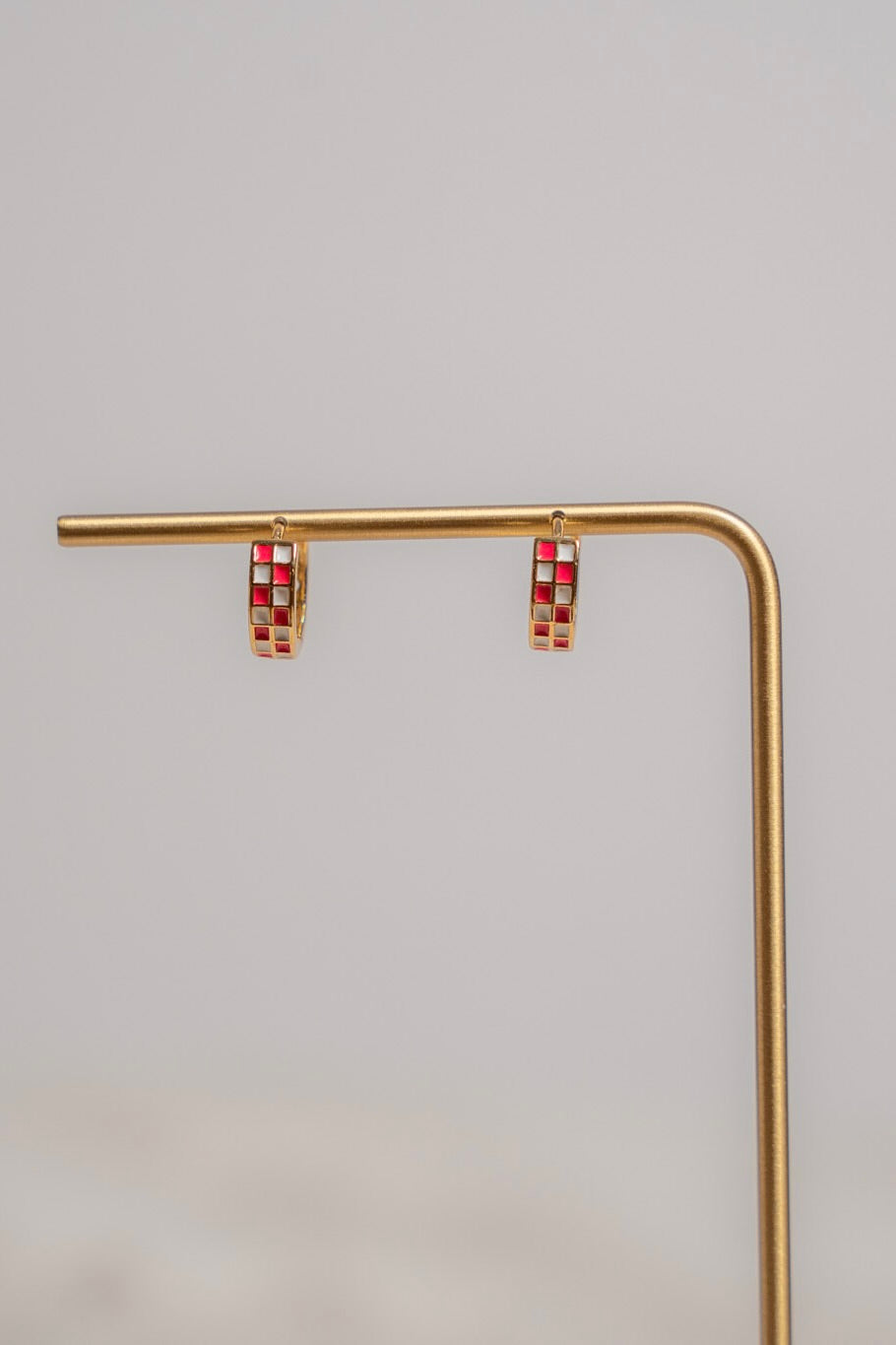 (pink!) check me out checkered huggie hoops - earrings