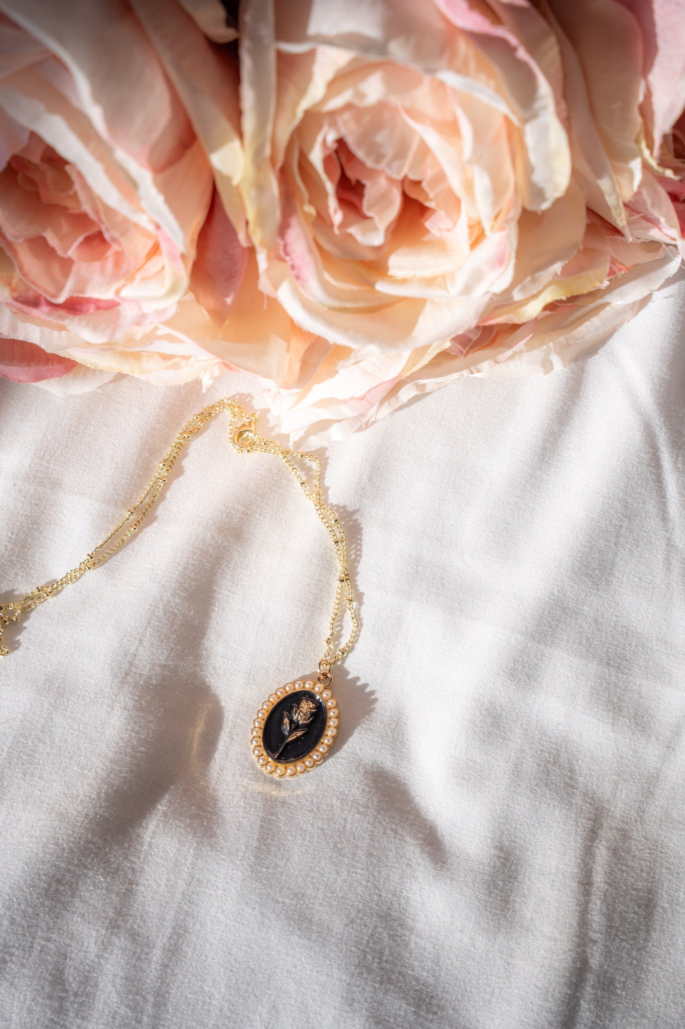 Rose & Thorn Necklace- Black & White - Necklace