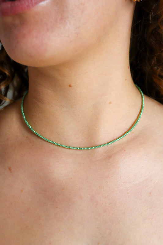 Green beaded choker