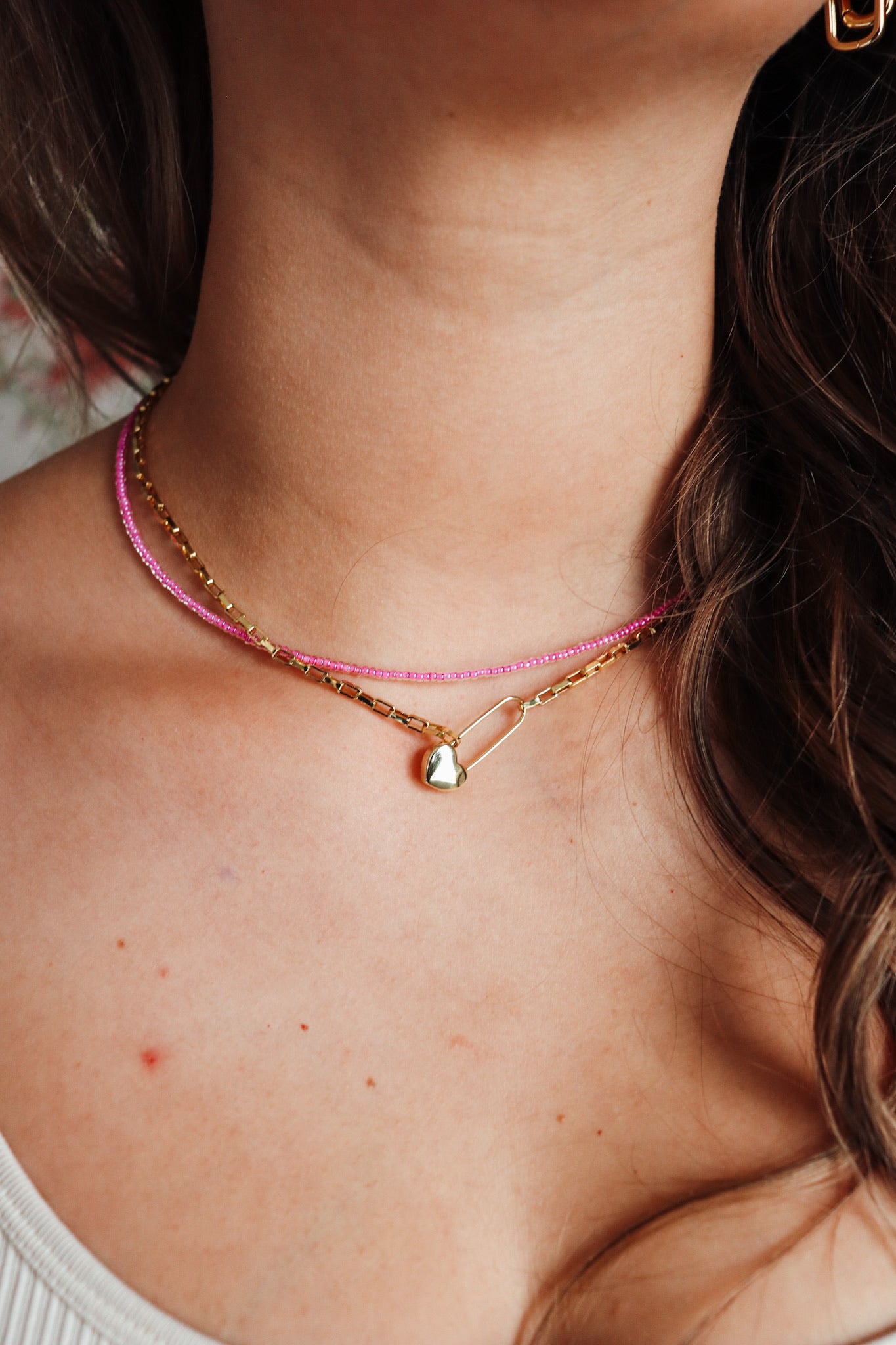 pink beaded choker