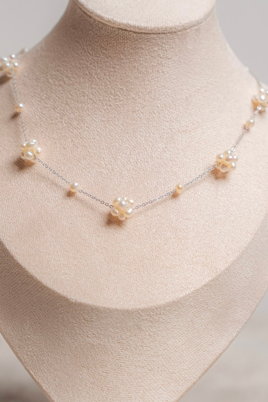 Blossom Cluster Pearl Choker- Silver/Gold - Necklace