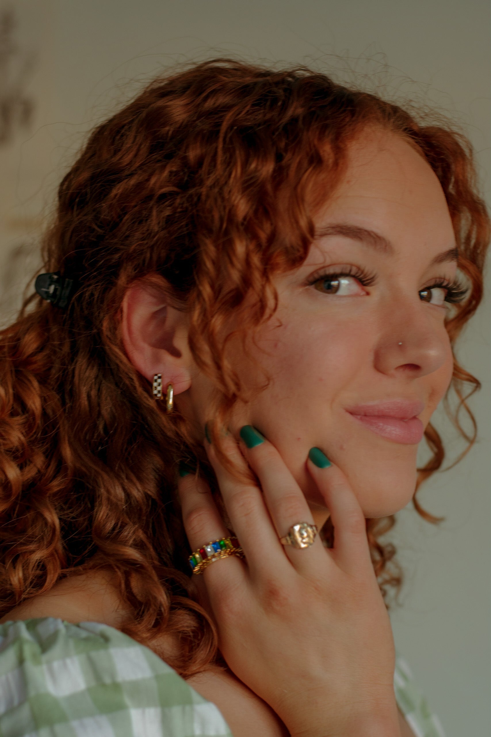 CHECK ME OUT checkered huggie hoops - earrings