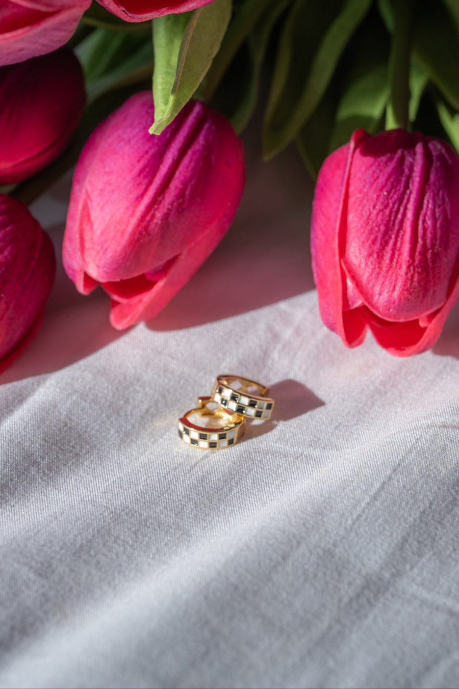 CHECK ME OUT checkered huggie hoops - earrings