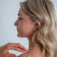 Check Me Out Hollow Checkered Huggie Hoops- Silver/Gold - earring