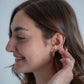 Check Me Out Hollow Checkered Huggie Hoops- Silver/Gold - earring
