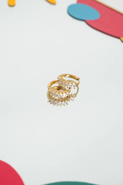 Dazzle Me Sparkling Hoops - Gold - earring