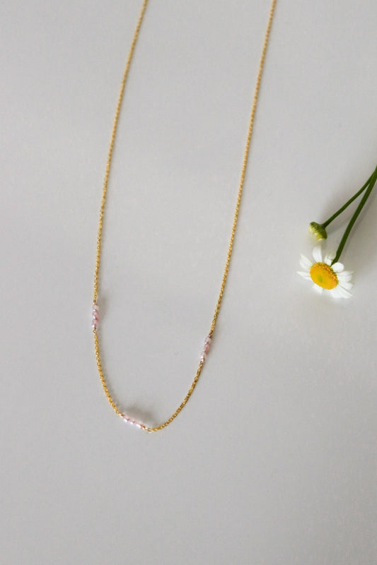 ’invisible string’ pink pearl choker - necklace