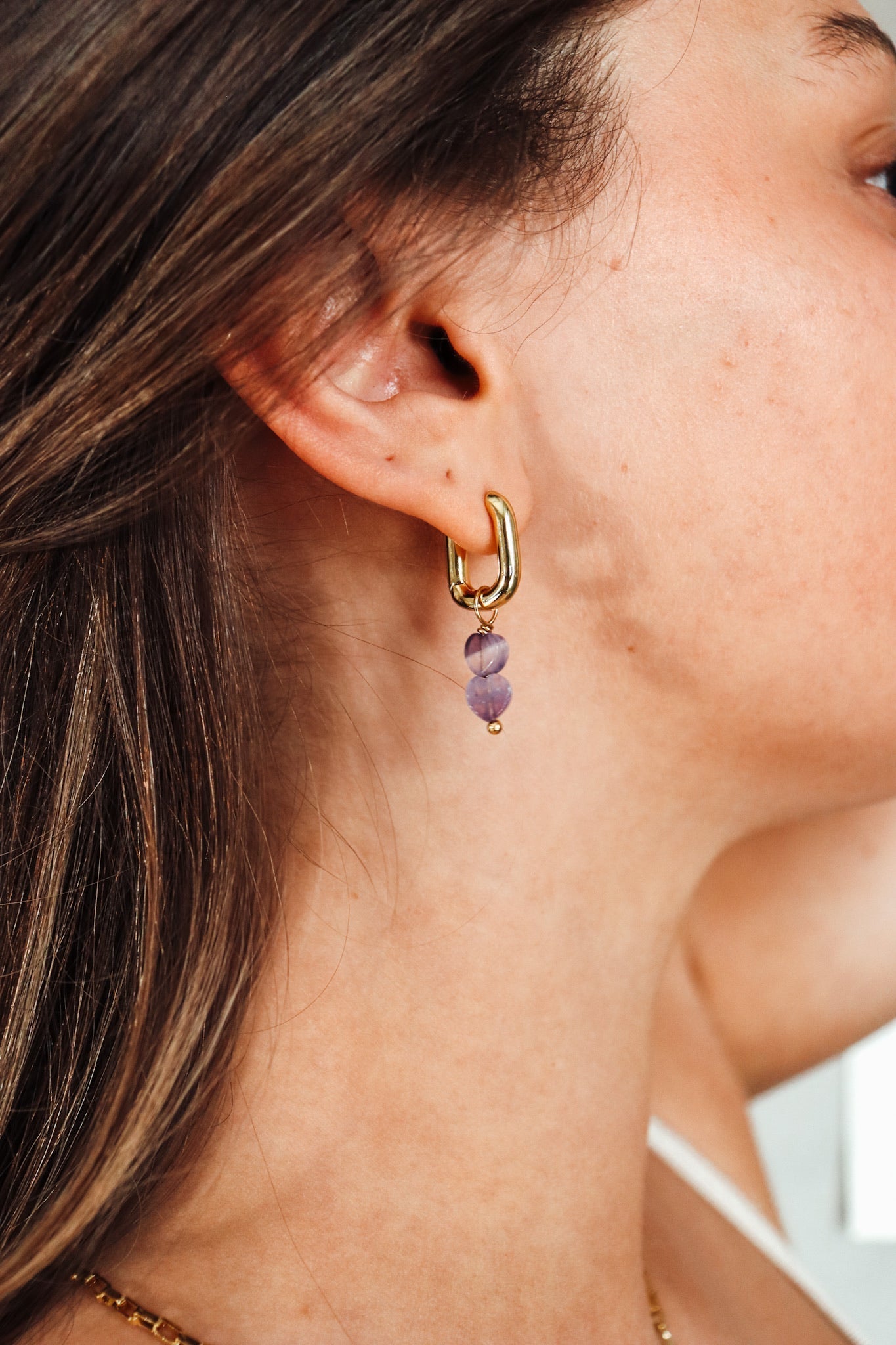 Lavender haze huggies (silver + gold) - earrings