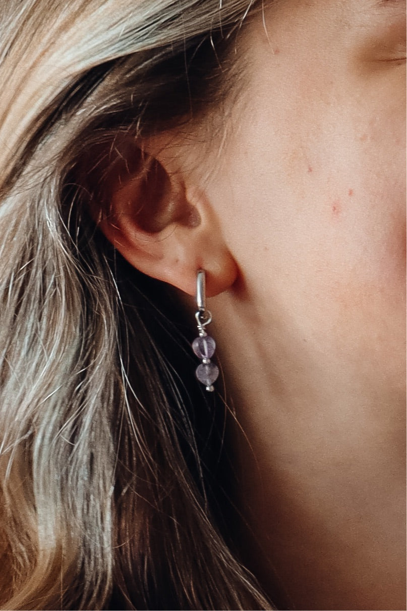 Lavender haze huggies (silver + gold) - earrings