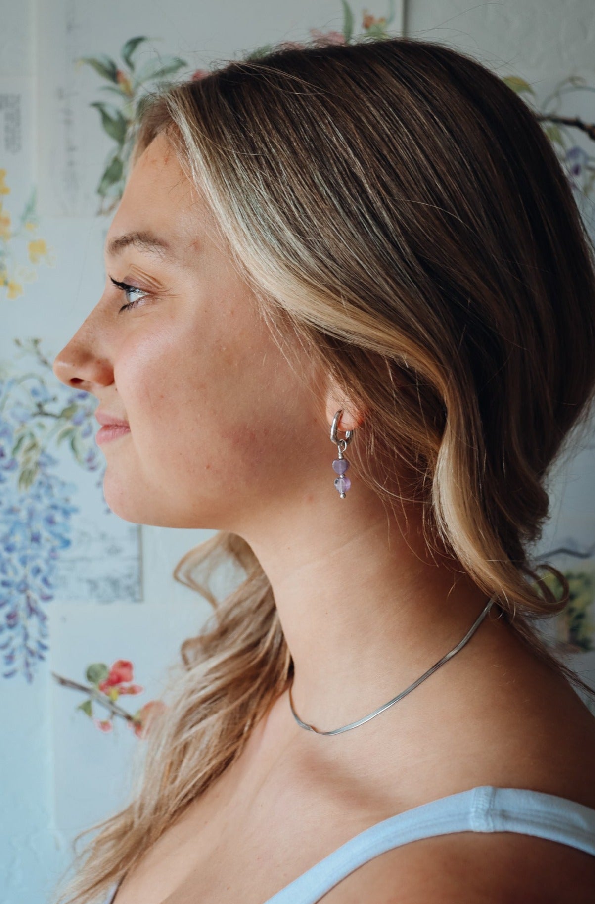 Lavender haze huggies (silver + gold) - earrings