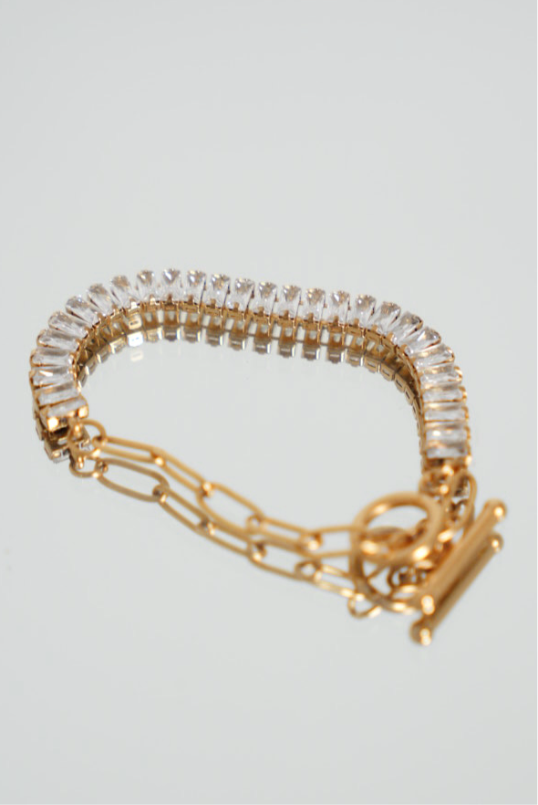 Oh so GLAM tennis bracelet (silver & gold) - Gold
