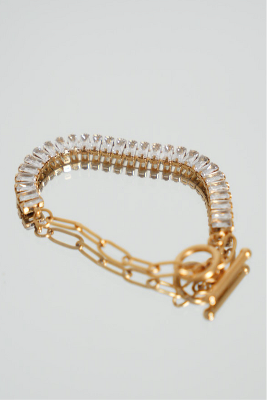 Oh so GLAM tennis bracelet (silver & gold) - Gold