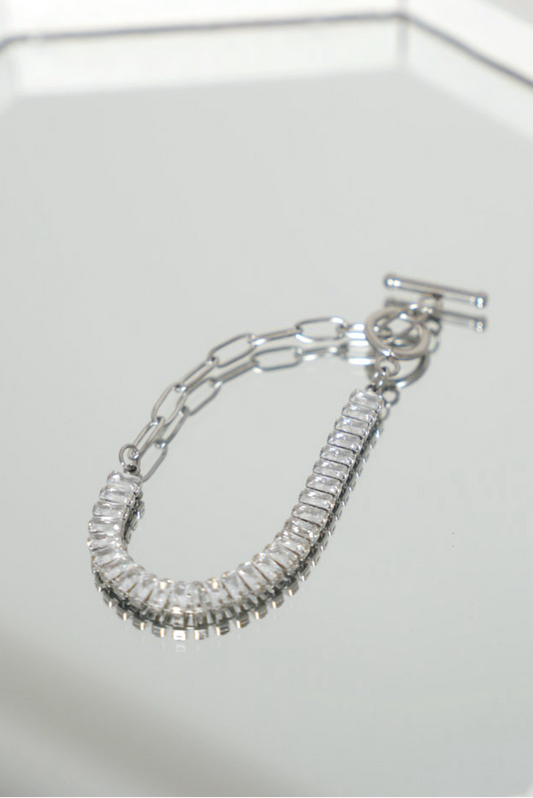 Oh so GLAM tennis bracelet (silver & gold) - Silver
