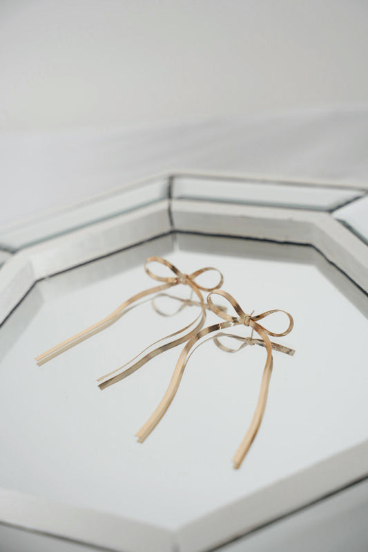 Ribbon chain bows (silver & gold) - Gold