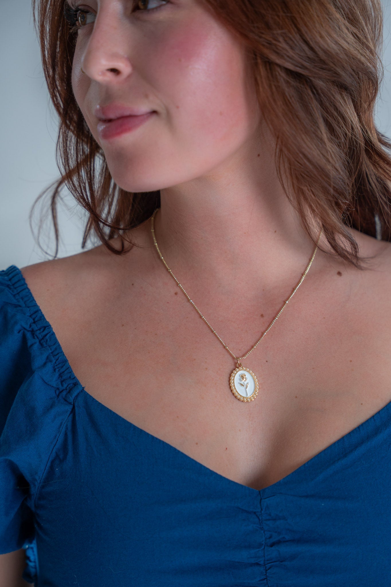 Rose & Thorn Necklace- Black & White - White - Necklace